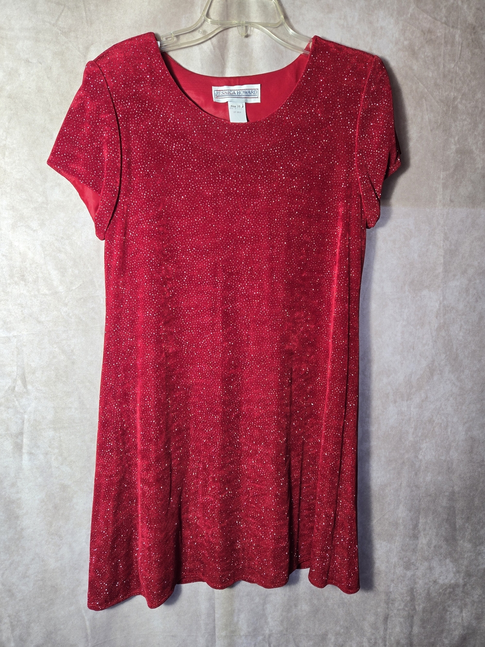 Red Sparkle Short Sleeve Dress Jessica Howard Sz 10